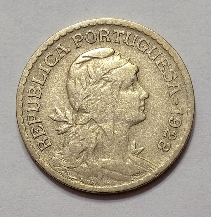 Portugal. Republic. 1 Escudo - 1927 a 1944 - 7 Moedas escassas - Alpaca  (Ingen mindstepris)