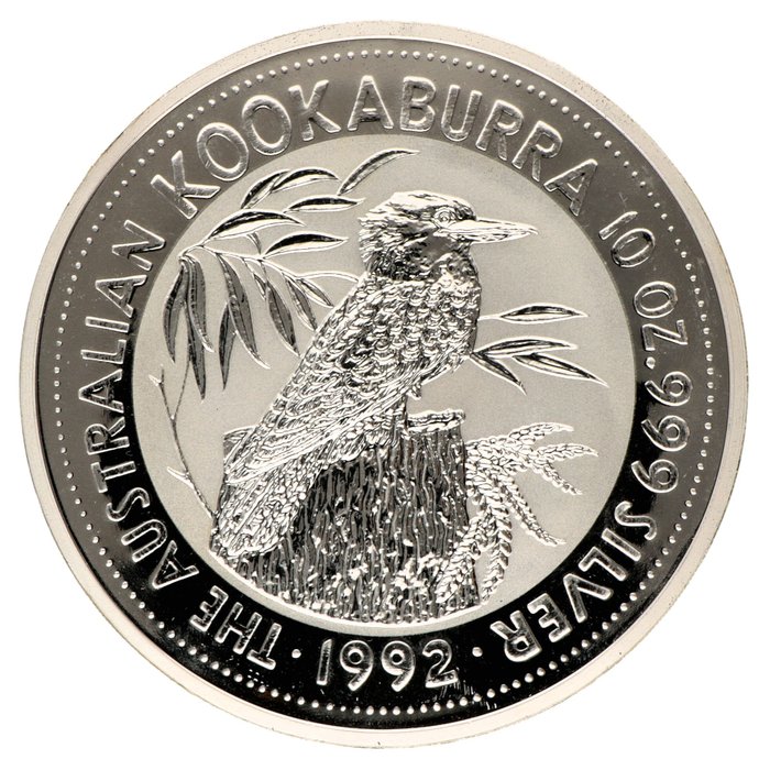 Australien. 10 Dollars 1992 "Kookaburra", 10 Oz (.999)