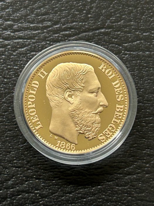 Belgien. 20 Francs Leopold II, Officiële herslag, geslagen door de Koninklijke Munt van België