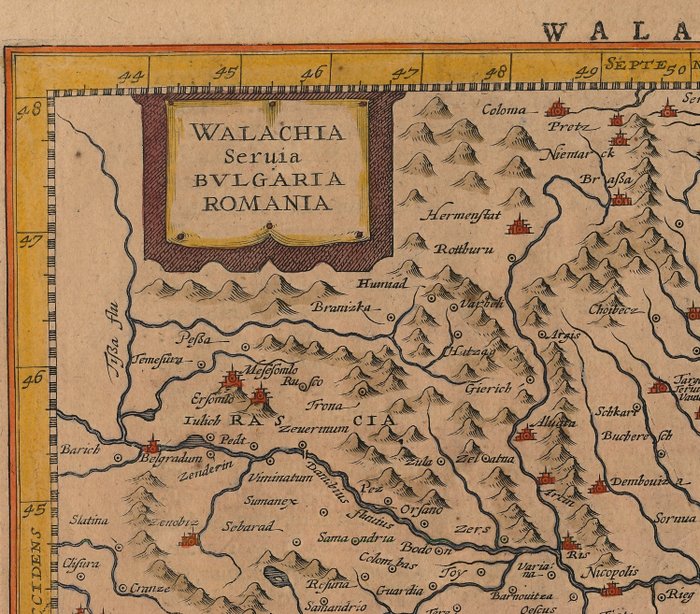 Rumænien - Bulgarien / Ungarn / Serbien; Petrus Kaerius / J.E. Cloppenburgh - Walachia Seruia Bvlgaria Romania - 1632