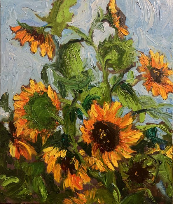 Eva Krzy - Sunflowers against a blue sky