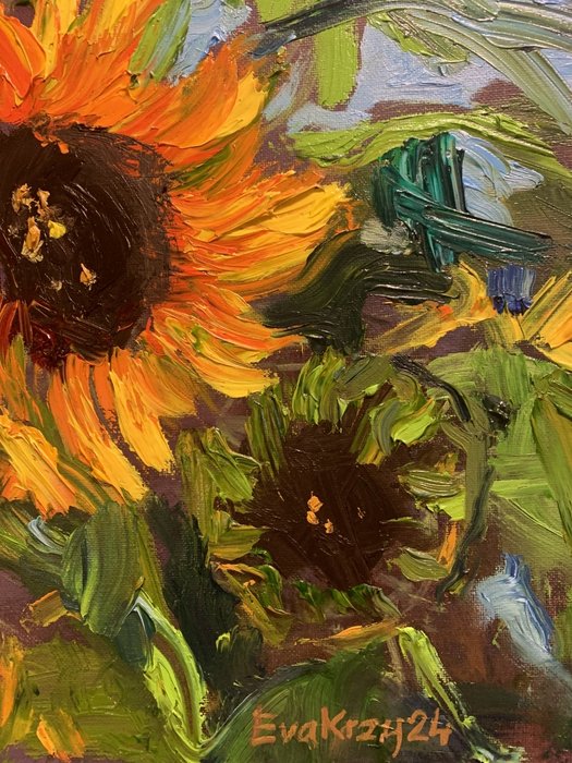 Eva Krzy - Sunflowers against a blue sky