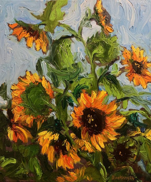 Eva Krzy - Sunflowers against a blue sky