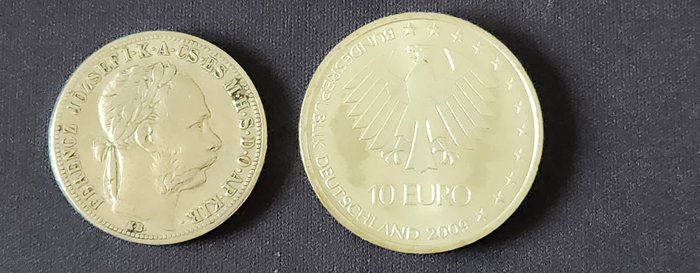 Østerreich og Tyskland. Set of 2 x Silver Coins Franz Joseph Osterreich  IAAF Berlin Germany. 1 Frank  10 Euro 1888-2009  (Ingen mindstepris)