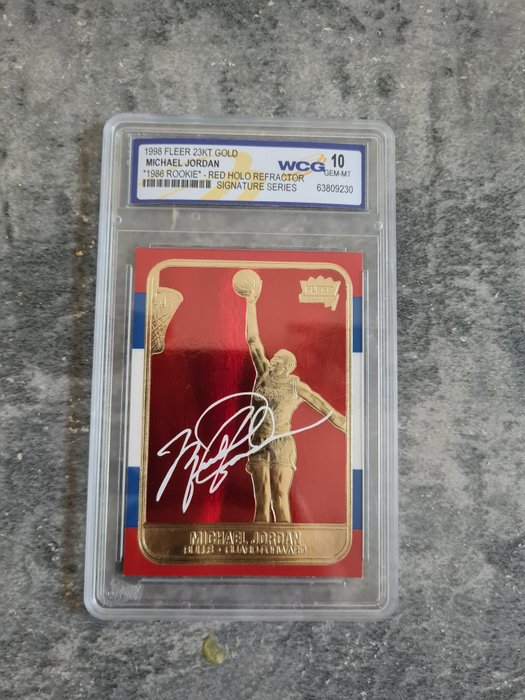 1998 Fleer 23KT Gold Michael Jordan 1986 Rookie - Red Holo Refractor - Signature Series WCG 10 - 1 Graded card