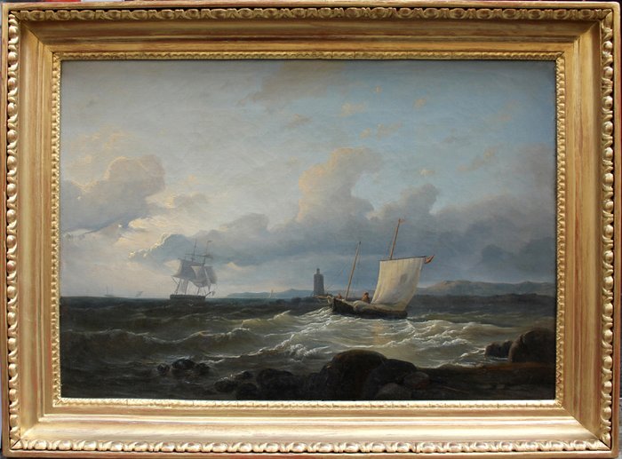 \tAbraham Hulk (British-Dutch, 1813 - 1897), attr.to - Sailing off the coast