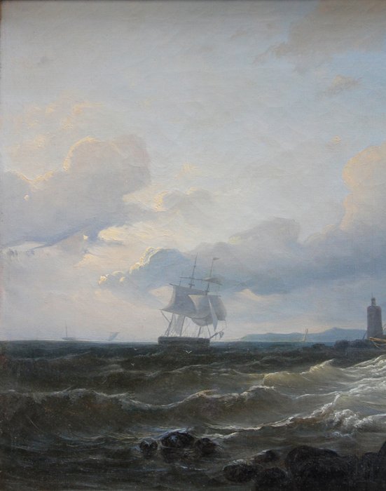 \tAbraham Hulk (British-Dutch, 1813 - 1897), attr.to - Sailing off the coast