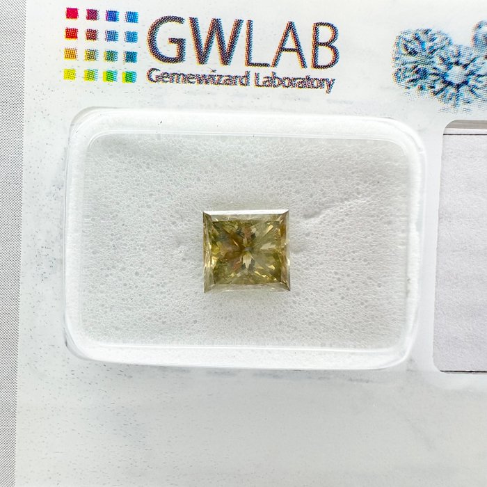 Ingen mindstepris - 1 pcs Diamant  (Naturfarvet)  - 1.02 ct - Kvadrat - Fancy deep Grå - SI2 - Gemewizard Gemological Laboratory (GWLab)