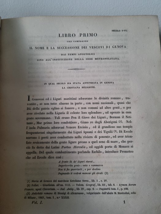 Gio. Battista Semeria - Secoli Cristiani della Liguria - 1843