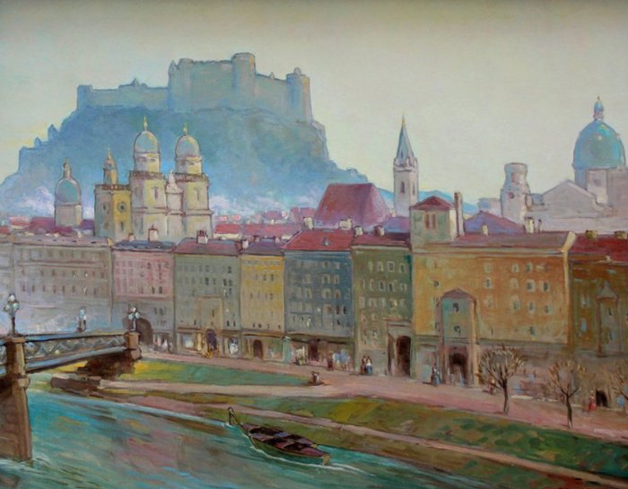 Karl (Charles) John (1872-1962) - View of Salzburg