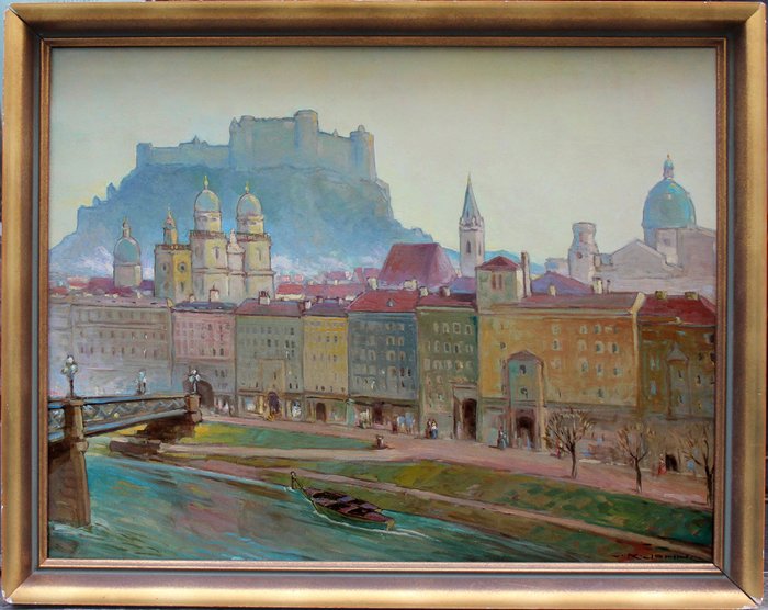 Karl (Charles) John (1872-1962) - View of Salzburg