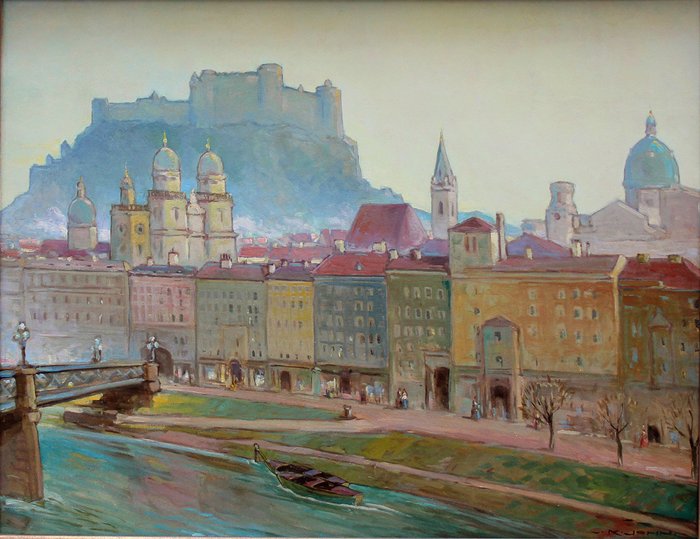 Karl (Charles) John (1872-1962) - View of Salzburg