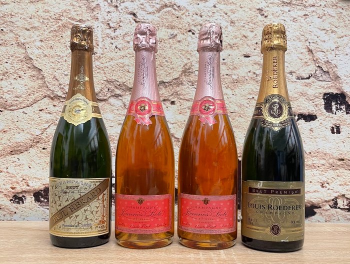 Paul Herard Blanc de Noirs, Joannes Lioté Cuvée Rosé  x2  Louis Roederer Premier - Champagne Brut - 4 Flasker (0,75 L)