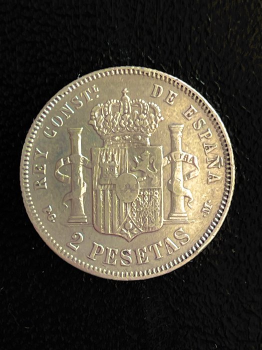 Kongeriget Spanien. Alfonso XIII. 5 Pesatas 1890 + 2 Pesetas 1892  (Ingen mindstepris)