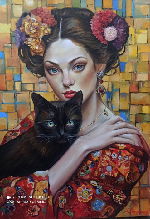 Eugenie Chervonna - La Dame et le chat noir