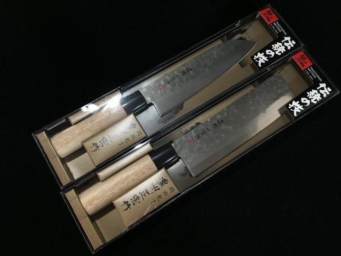 正宗 MASAMUNE / Set of 2 / 三得 SANTOKU 菜切 NAKIRI - Bordkniv (2) - Japansk køkkenkniv - Stål, Træ