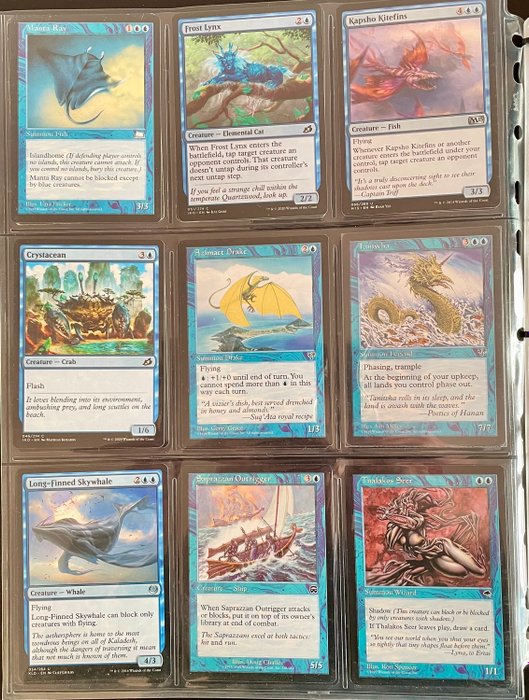 Wizards of The Coast - 225 Mixed collection - Magic: The Gathering - Blue (rares, white borders, etc.) from various legacy sets of the 90s, incl. SEALED Portal 2nd Age - Various sets