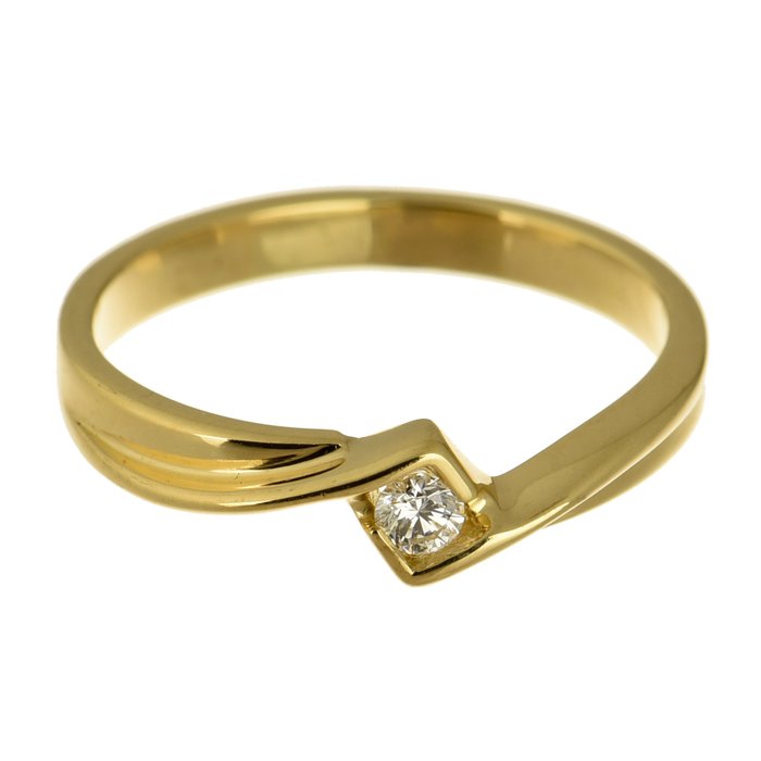 Ring - 18 kraat Gulguld Diamant (Natur)