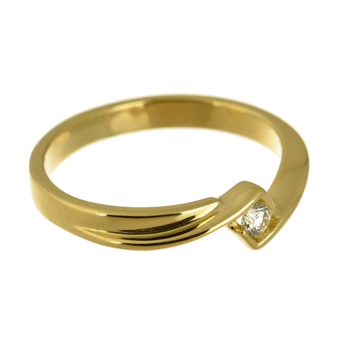 Ring - 18 kraat Gulguld Diamant (Natur)