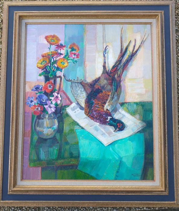 Jack Mutel (1935-2016) - Nature morte au bouquet et au faisan