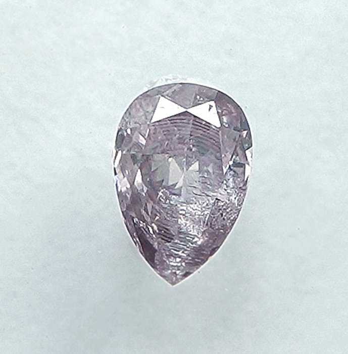 Ingen mindstepris - 1 pcs Diamant  (Naturfarvet)  - 0.12 ct - Pære - Fancy light Lyserød - I2 - International Gemological Institute (IGI)