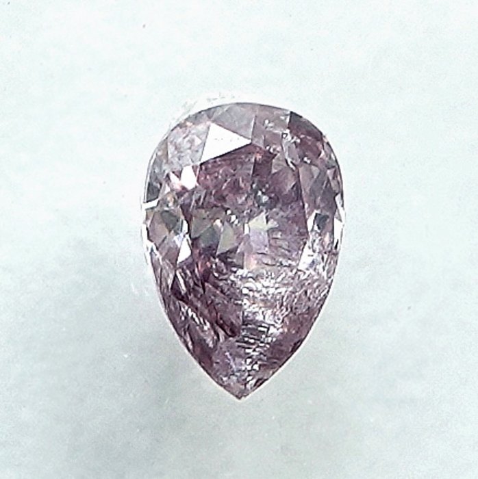 Ingen mindstepris - 1 pcs Diamant  (Naturfarvet)  - 0.12 ct - Pære - Fancy light Lyserød - I2 - International Gemological Institute (IGI)