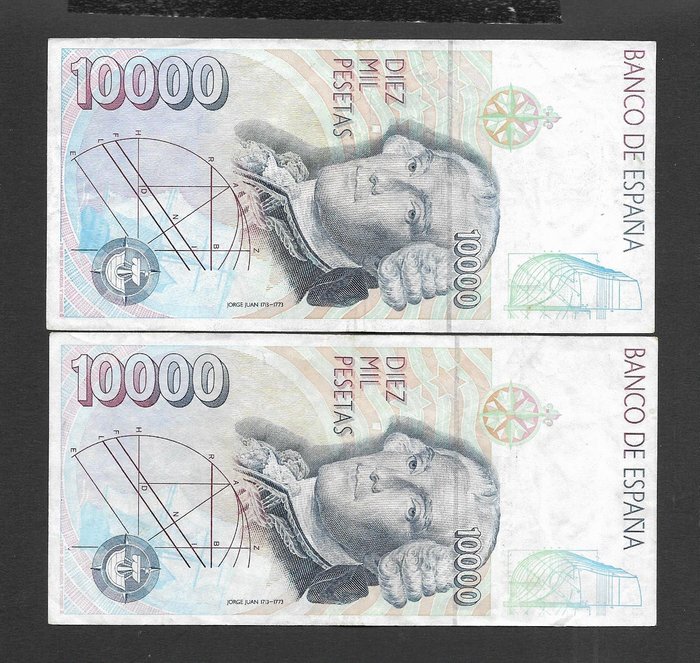 Spanien. - 2 x 10000 Pesetas 1992 - Pick 166  (Ingen mindstepris)