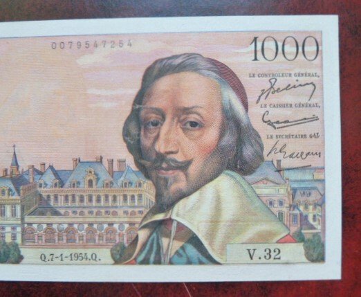 Frankrig. - 1000 Francs 1954 - Pick 134a  (Ingen mindstepris)