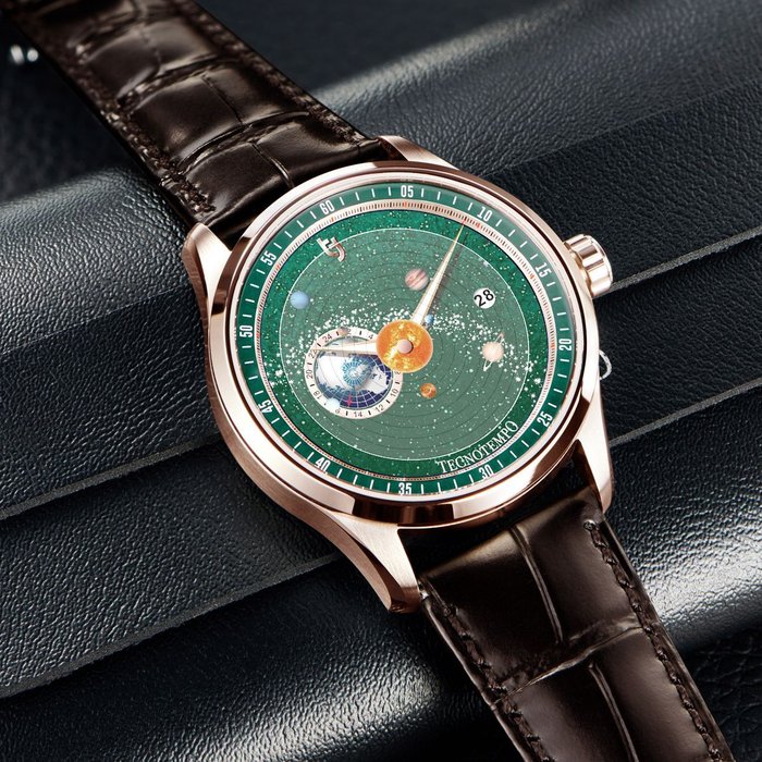 Tecnotempo - "Dynamic Solar System" - Automatic - Designed by Tecnotempo - TT.50.SPLGR (Gold tone/Green dial) - Mænd - 2011-nu