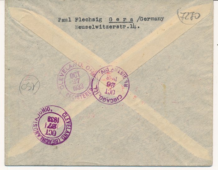 Tyske Kejserrige 1933 - Zeppelin luftskib LZ 127 - Chicago tur til verdensudstillingen to bogstaver, forbindelsesflyvning - zur Südamerikafahrt und hochwertiger Frankatur von Chicagofahrt 1 RM - 4 RM,  Michel Nr. 496-498