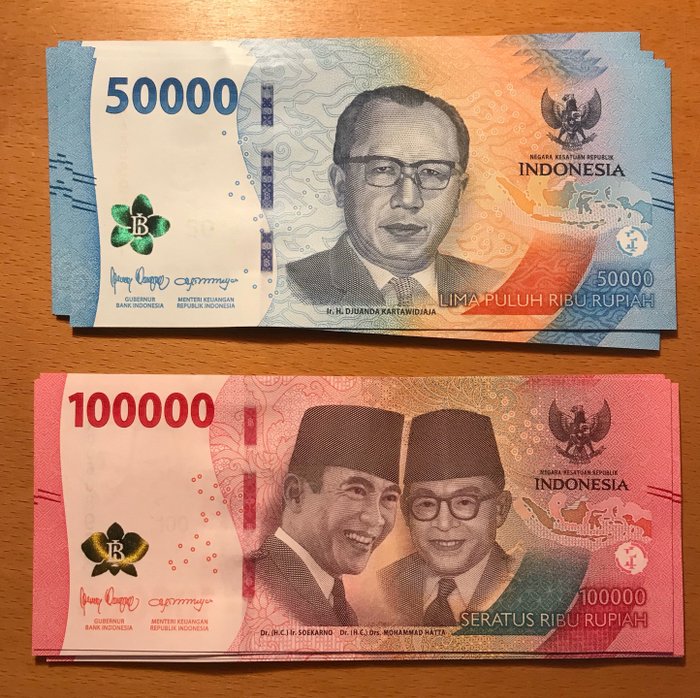 Indonesien. - 5 x 50.000 and 5 x 100.000 Rupiah 2022 - Pick NEW  (Ingen mindstepris)