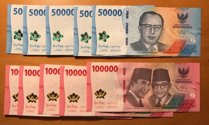 Indonesien. - 5 x 50.000 and 5 x 100.000 Rupiah 2022 - Pick NEW  (Ingen mindstepris)