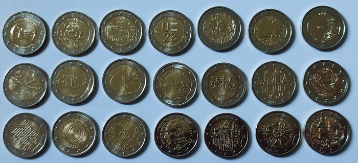 Europa. 2 Euro 2009/2024 (21 monnaies)  (Ingen mindstepris)