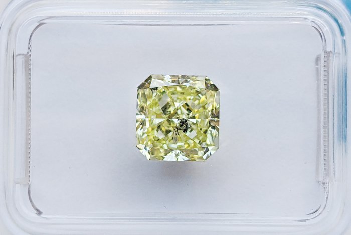 Ingen mindstepris - 1 pcs Diamant  (Naturfarvet)  - 1.63 ct - Kvadrat - Fancy Grøn Gul - SI1 - International Gemological Institute (IGI)