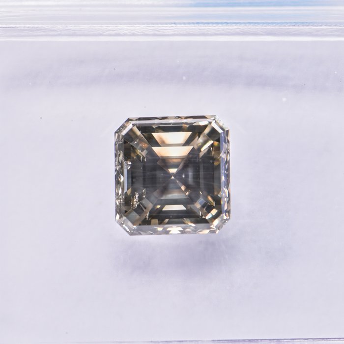 Ingen mindstepris - 1 pcs Diamant  (Naturfarvet)  - 1.12 ct - Smaragd - Fancy deep Brun, Grålig Gul - SI1 - International Gemological Institute (IGI)