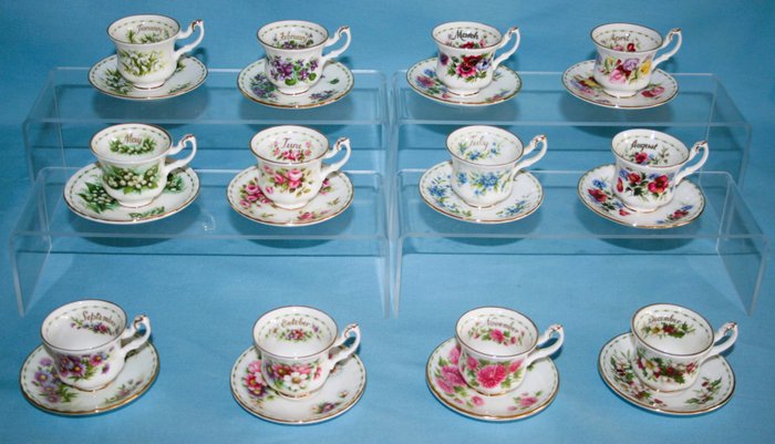 Royal Albert - Decorative - Kop og underkop (12) - Flower of the Month - Knogleporcelæn