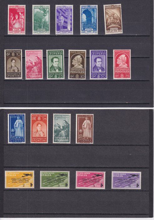 Italien Kongerige 1923/1937 - Lot af 7 komplette serier af riget - Sassone S.24; S.52; S.60; S.68; S.80; S.91; S1511