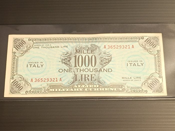 Italien - 1000 Lire 1943 - Allied Military Currency (Bilingue) - Gigante AM 14A; Pick M23a  (Ingen mindstepris)