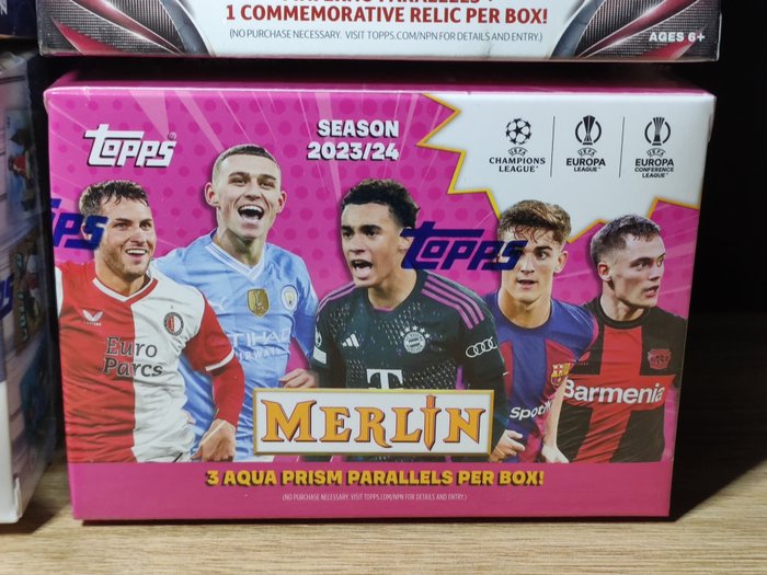 2023/24 Topps Chrome UEFA  Merlin  Superstars  Ucc Blaster Value Box - 4 Sealed box - Næsten så god som ny (NM)