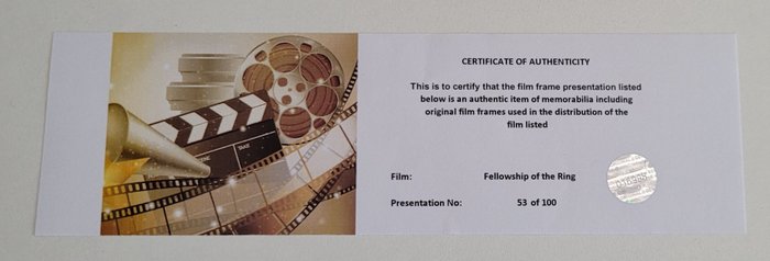 The Lord of the Rings: The Fellowship of the Ring - Framed Film Cell Display with COA