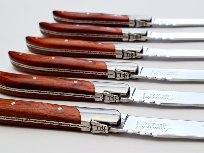 Laguiole - 6x Luxury Steak Knives - Rose Wood - style de - Bordknive sæt (6) - Rustfrit stål