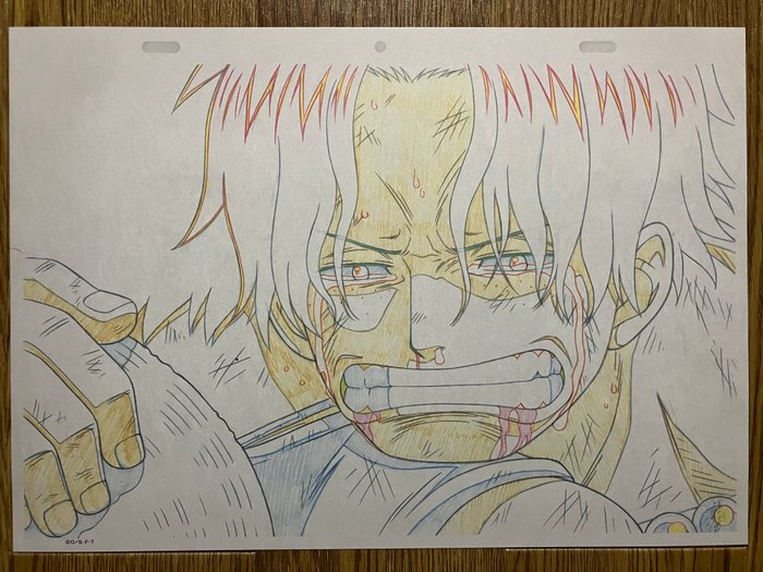 Eiichiro Oda - 1 Officiel replika af anime cels skitser - One Piece - The emotional scene where Ace cries