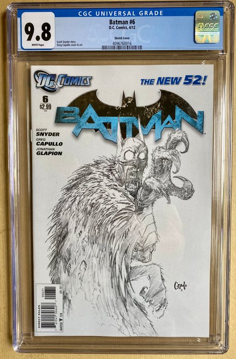 Batman 6 - Sketch Cover - 1 Graded comic - 2012 - CGC 9.8