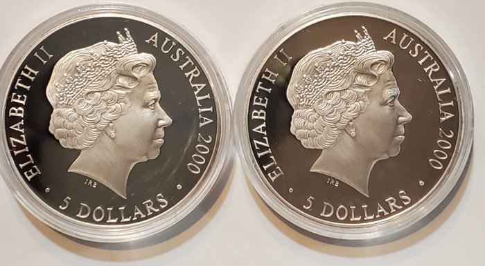 Australien. 5 Dollars 2000 Sydney Olympic Games, 2x1 Oz (.999)  (Ingen mindstepris)