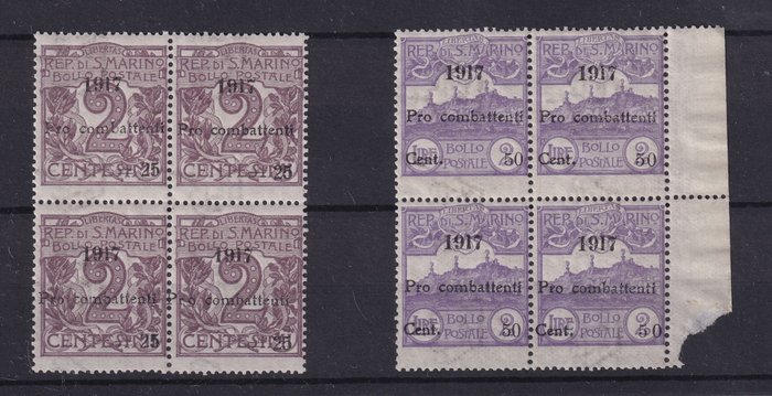 San Marino 1917 - Pro Combattenti, MNH blokserie overtrykt