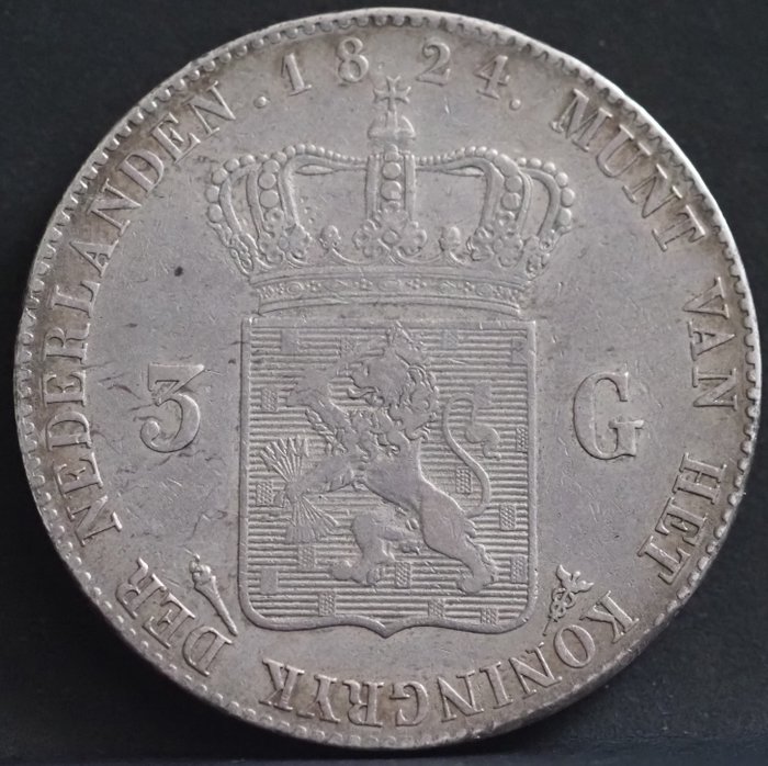 Holland. Willem I. 3 Gulden 1824 - Utrecht