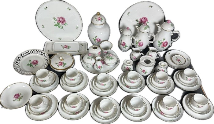 Fürstenberg - Kaffesæt til 12 (74) - Porcelæn - rød rose