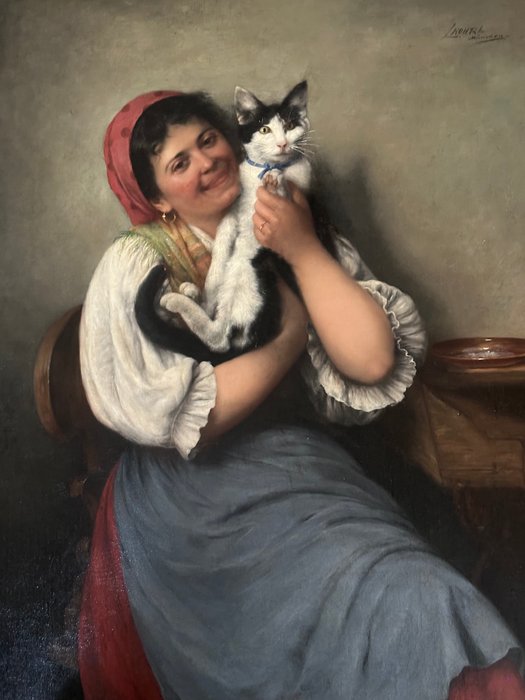 Ludwig Kohrl ( 1858 - 1927 ) - Haar favoriete kat