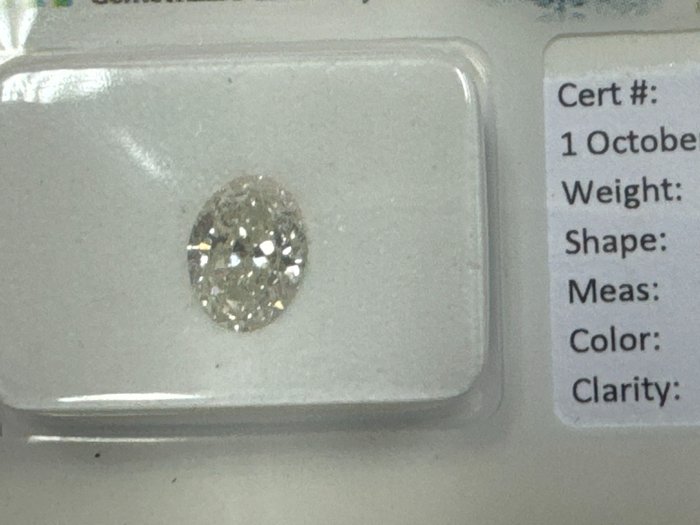 Ingen mindstepris - 1 pcs Diamant  (Natur)  - 1.00 ct - Oval - H - SI3 - Gemewizard Gemological Laboratory (GWLab)