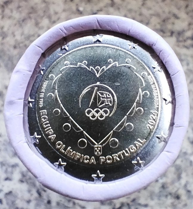 Portugal. 2 Euro 2024 "Equipa Olimpica Portugal" (25 moedas) em rolo  (Ingen mindstepris)